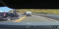 SUV going the wrong way causes the motorcyclist to be injured (R)