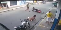 CAMERA IS THE EXACT MOMENT THAT WOMAN IS HIT BY MOTO