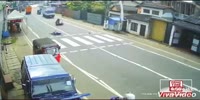 Biker clips a girl on crosswalk
