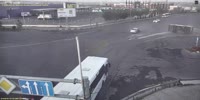 Bus and car collide hard