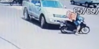 Pick up truck removes careless rider