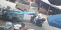 Moped Man's Throat Sliced by Sheet Metal