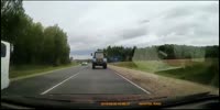 Car overtakes tractor