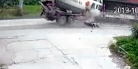 Cement Truck Takes No Prisoners