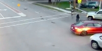 Out of Control Car Crashes into Woman