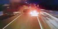 Blurry dashcam shows fatal head on crash in Russia