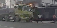 Protestor FLATTENED by Truck Driver
