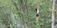 Psychotic Girl Falls off Electrical Wires
