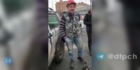 Crazy dude wearing helmet causes an accident