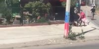 Street argument with machete & knife involved