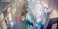 Blast wave knocked glass on a bus