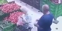 Bald asshole steals woman`s wallet