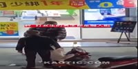 Angry man beats two girls with a helmet