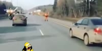 Road worker gets hit by car