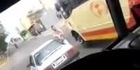 Idiot driver gets nearly killed in road rage argument
