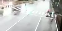 Tricycle rider gets destroyed