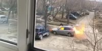 An unknown person crashes cars and sets fire in broad daylight