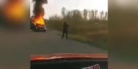 Poachers burn a competitor's car in Ukraine