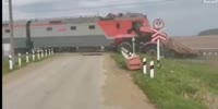 A train rammed a tractor at a crossing