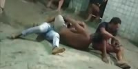 Drunk fight in slums