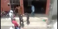 Thief punched in face by angry red shirt