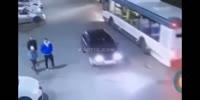 Car deliberately takes out pedestrians (R)