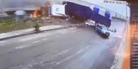 Train turns semi truck into fireball