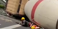 Beaker falls on top of workers