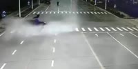 Umbrella Rider Destroyed by Out of Control Car