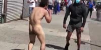Naked Man Starts Fights During New York Protests