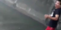 Hiding in canal thief still gets his beating