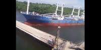 Ship destroys bridge in Guatemala