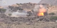 The moment a coalition tank was hit by a Houthi ATGM crew