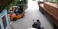 Clotheslined by Forklift