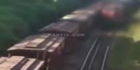 Man distracted on cell phone gets run over by train.