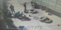 Quick Flight for Man When Tire Explodes