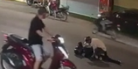 Motorcyclists Collide In Night Street Of Vietnam