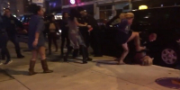 Big Girl Head stomp in front of cop