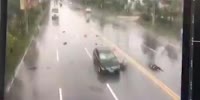 Car obliterates bicycle and man