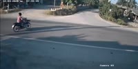 Reckless motorbiker blown away