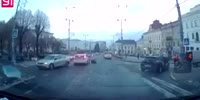 Ukrainian Police Car Wrecks A Woman