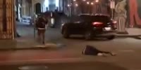 Man assaults victim then drag him into the street to be ran over