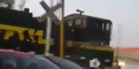 Train Wrecks The Car Stuck On Tracks