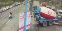Cement Truck Ends Life Of Scooter Rider In Taiwan