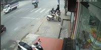 Couple on Bike Slam Into Truck