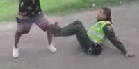 Dude One On One With Police Officer In Colombia
