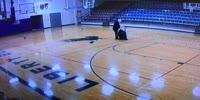 He Got Game: School Custodian calmly nets half-court shot - backwards!