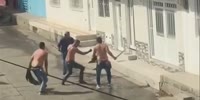 Shirtless Neighbors Fight With Machete In Colombia