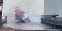 Brand New Ship Overturns In Taiwan