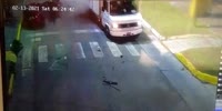 speedy red car crashes into truck